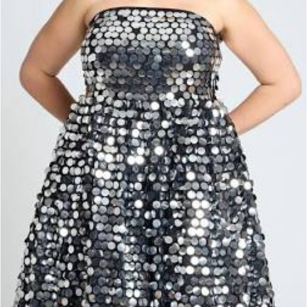 Eloquii Paillette Silver Sequin Strapless Dress - NWT
